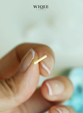 14k Solid Gold Bar Tiny Stud