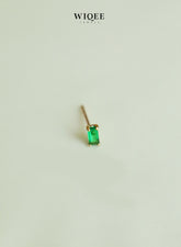 Green Rectangle Gold Stud