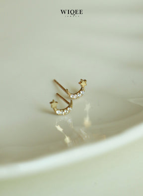 Star&Moon Gold Stud Earrings