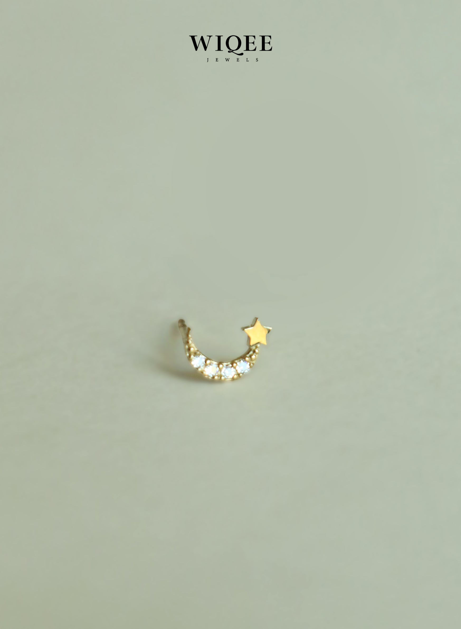 Star&Moon Gold Stud Earrings