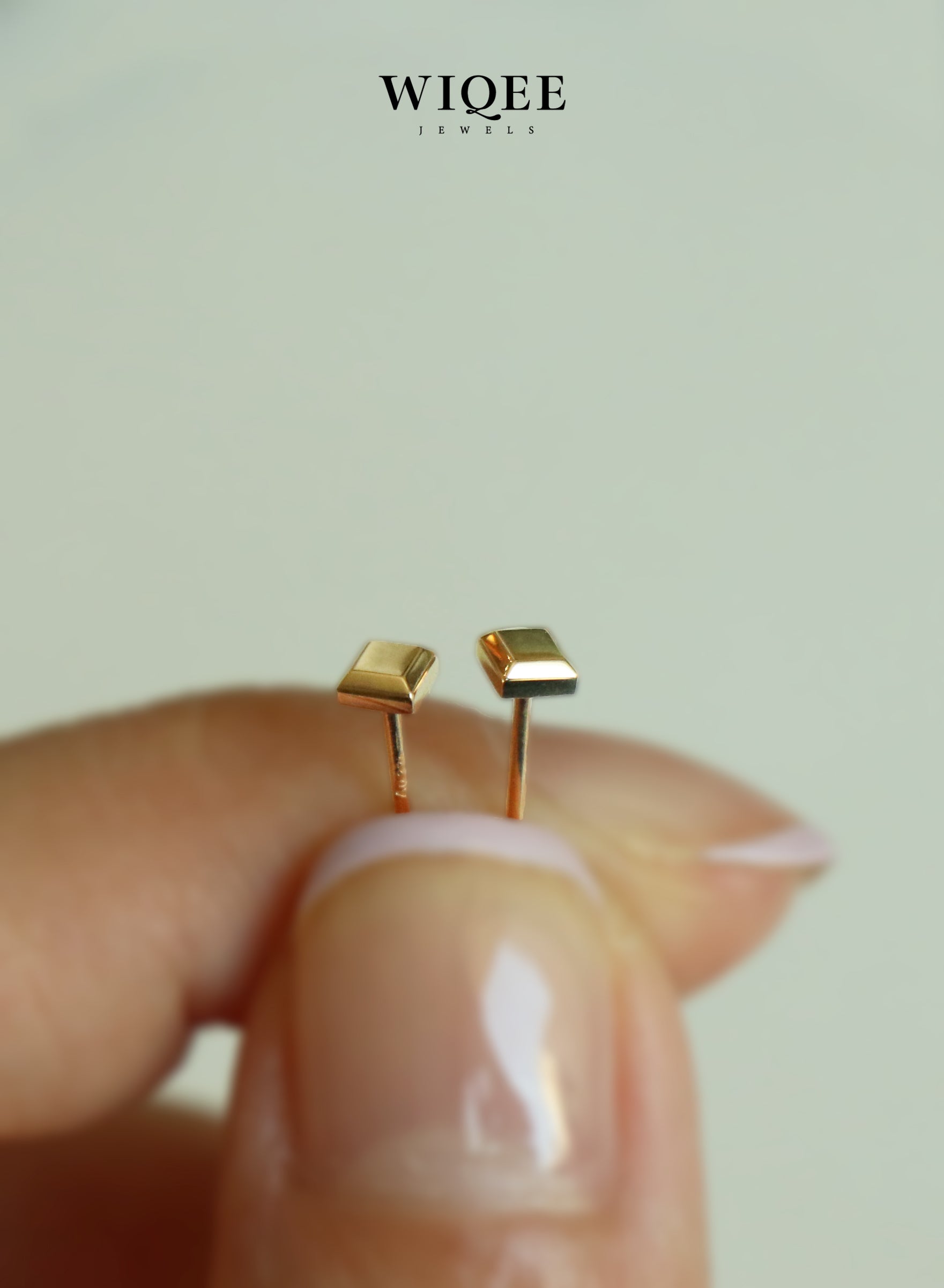 Square Tiny Gold Stud