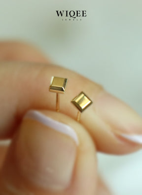 Square Tiny Gold Stud