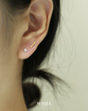 14k Solid Gold Bar Tiny Stud