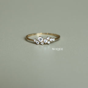  14k Solid Gold Diamond Cluster Ring | Statement Rings