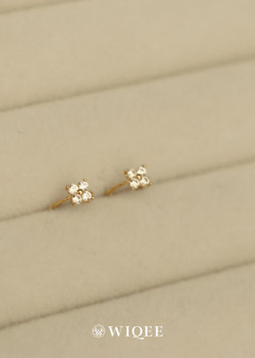 Tiny flower Gold Hoop Earrings