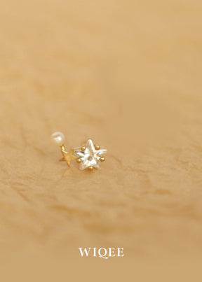 Star Pearl Gold Stud Earring