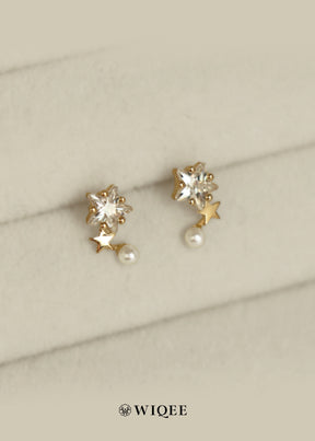 Star Pearl Gold Stud Earring