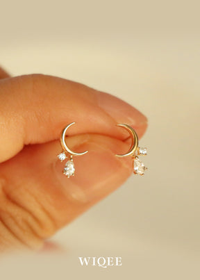 Moon Celestial Gold Stud Earrings