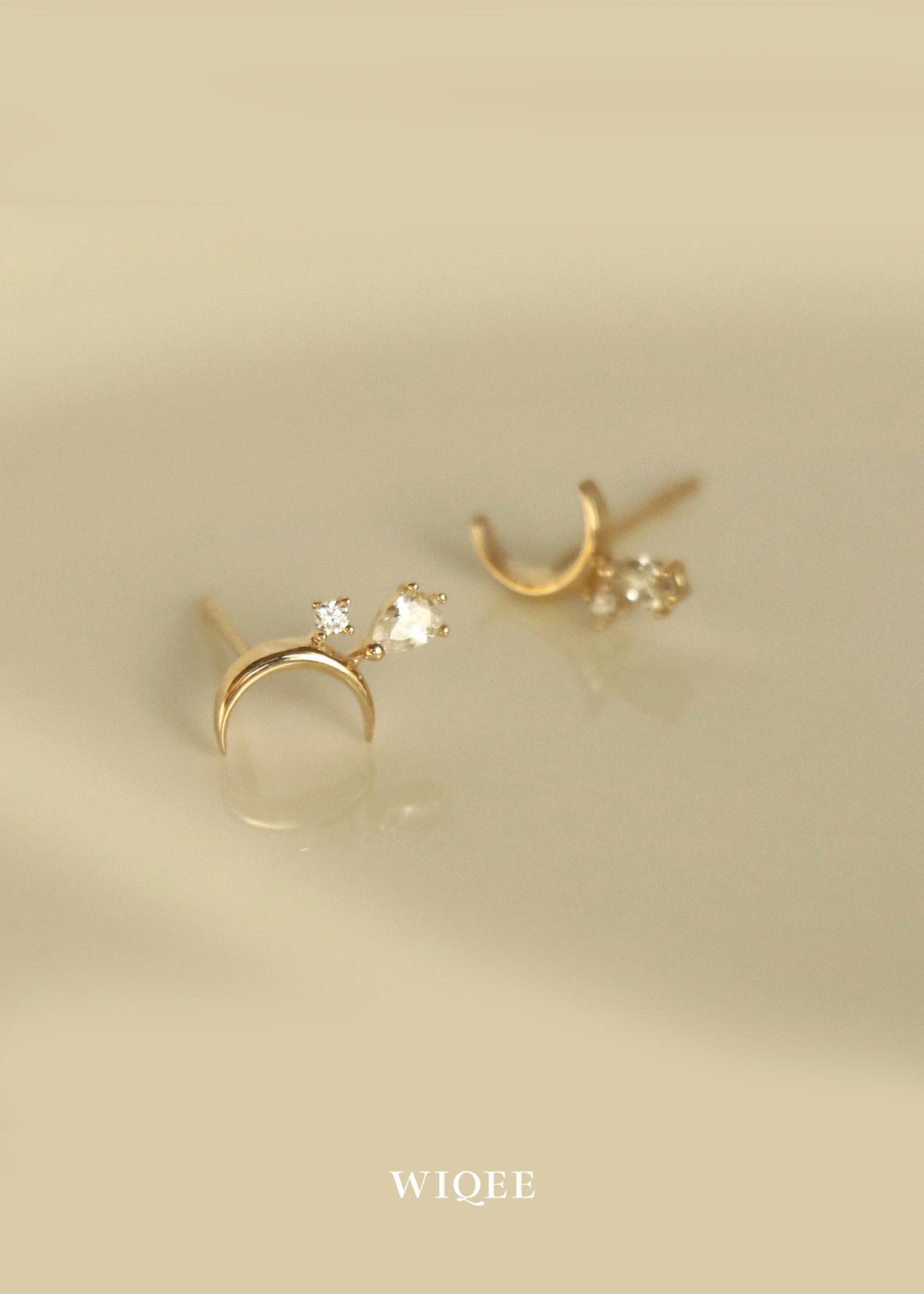 Moon Celestial Gold Stud Earrings