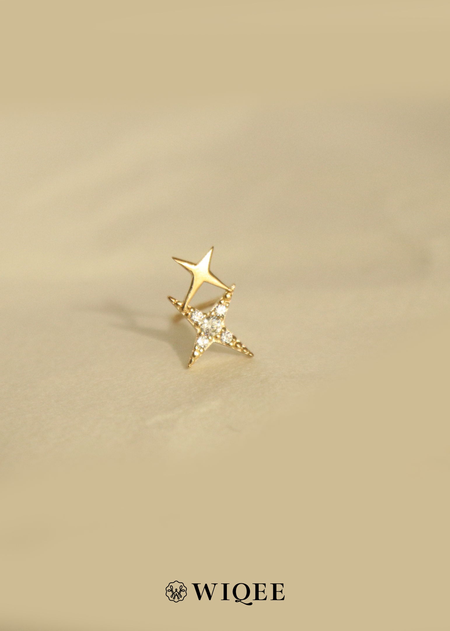 Double Star Gold Stud Earring