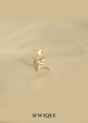 Double Star Gold Stud Earring