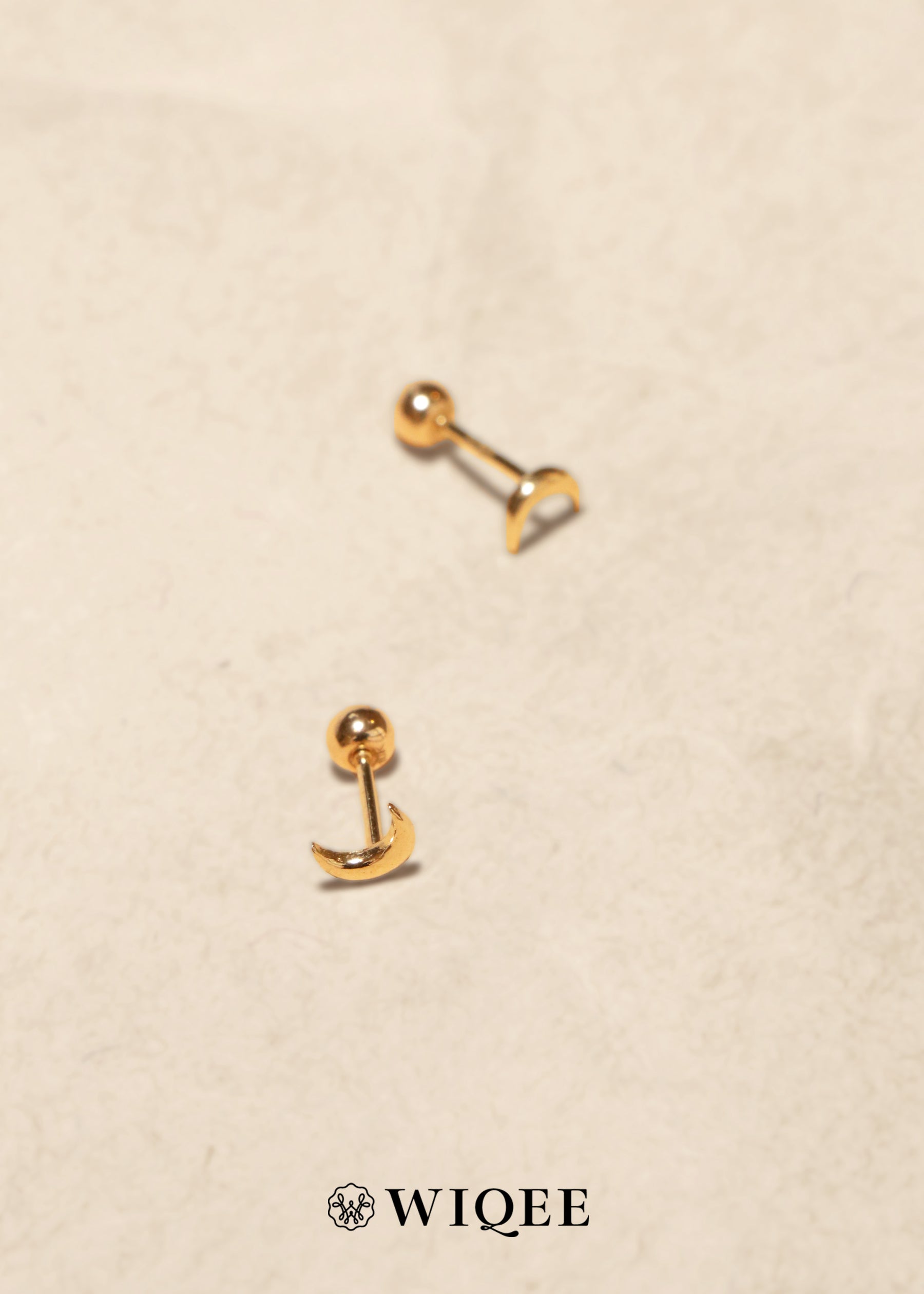 Moon screw backs Gold Stud