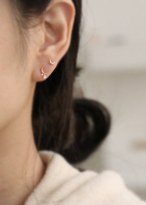 Moon Celestial Gold Stud Earrings