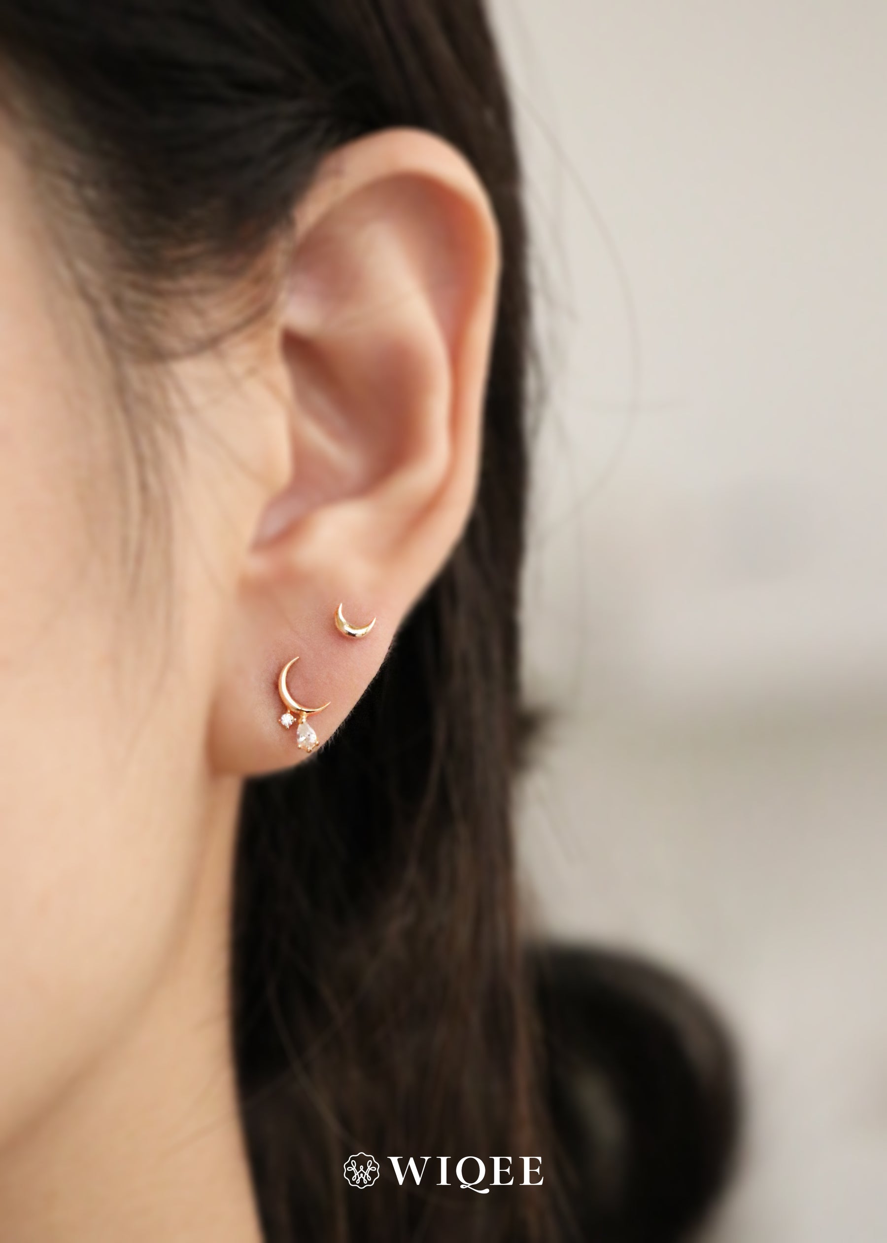 Moon Celestial Gold Stud Earrings