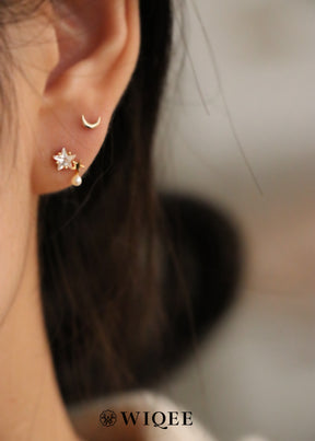 Star Pearl Gold Stud Earring