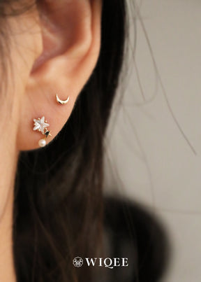 Star Pearl Gold Stud Earring