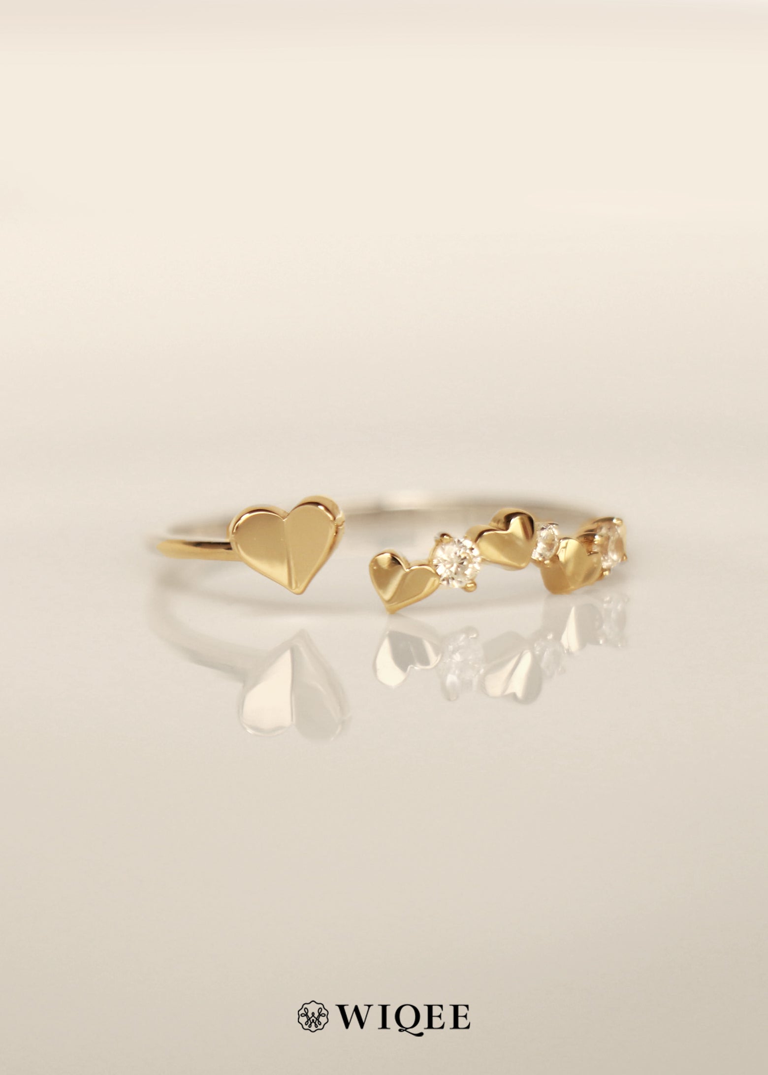 Heart Gold Ring in 9k Solid Gold ,Adjustable Rings