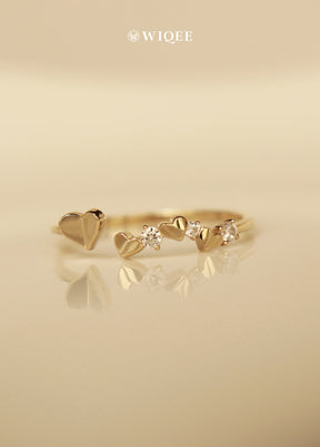 Heart Gold Ring in 9k Solid Gold ,Adjustable Rings