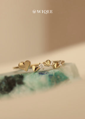 Heart Gold Ring in 9k Solid Gold ,Adjustable Rings