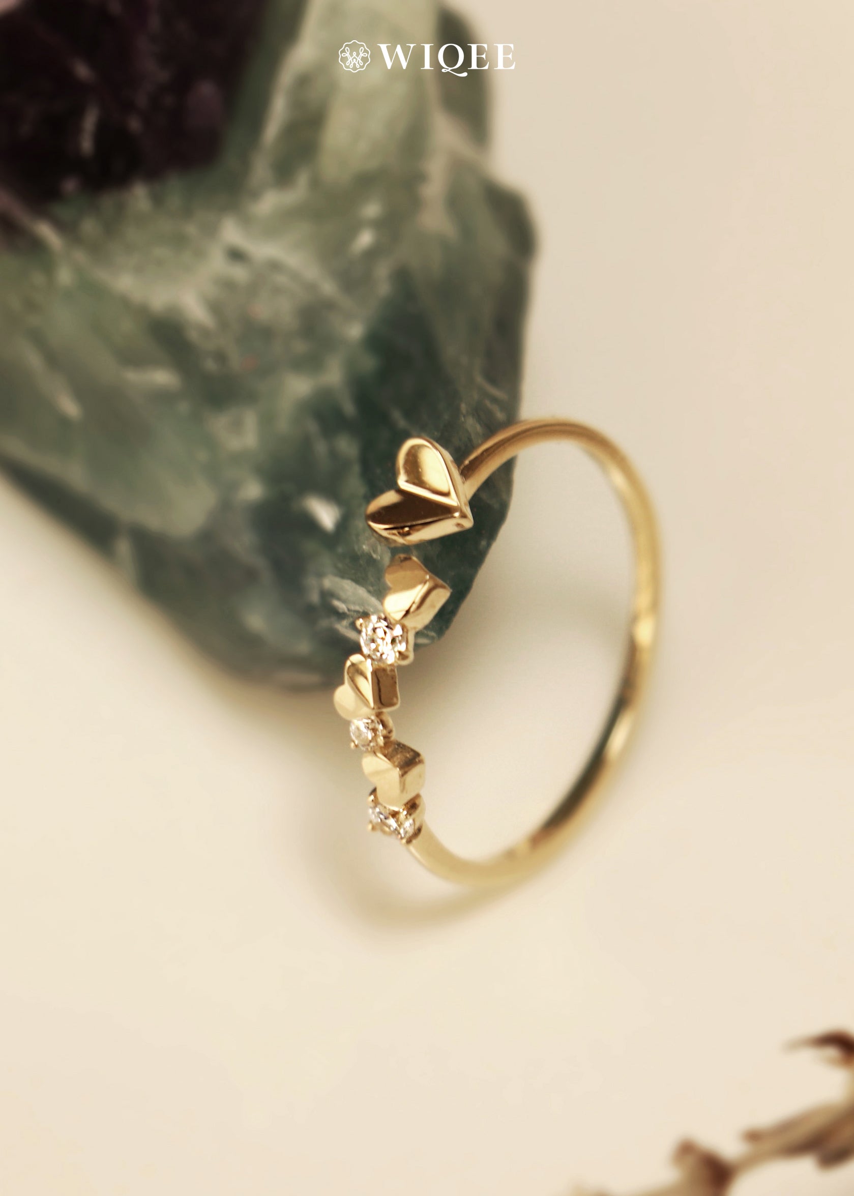 Heart Gold Ring in 9k Solid Gold ,Adjustable Rings