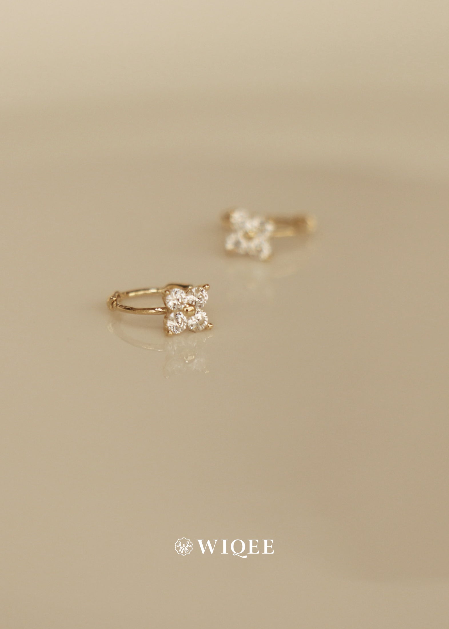 Tiny flower Gold Hoop Earrings