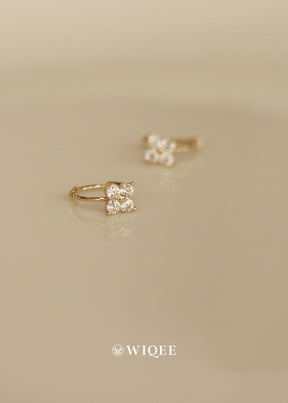 Tiny flower Gold Hoop Earrings