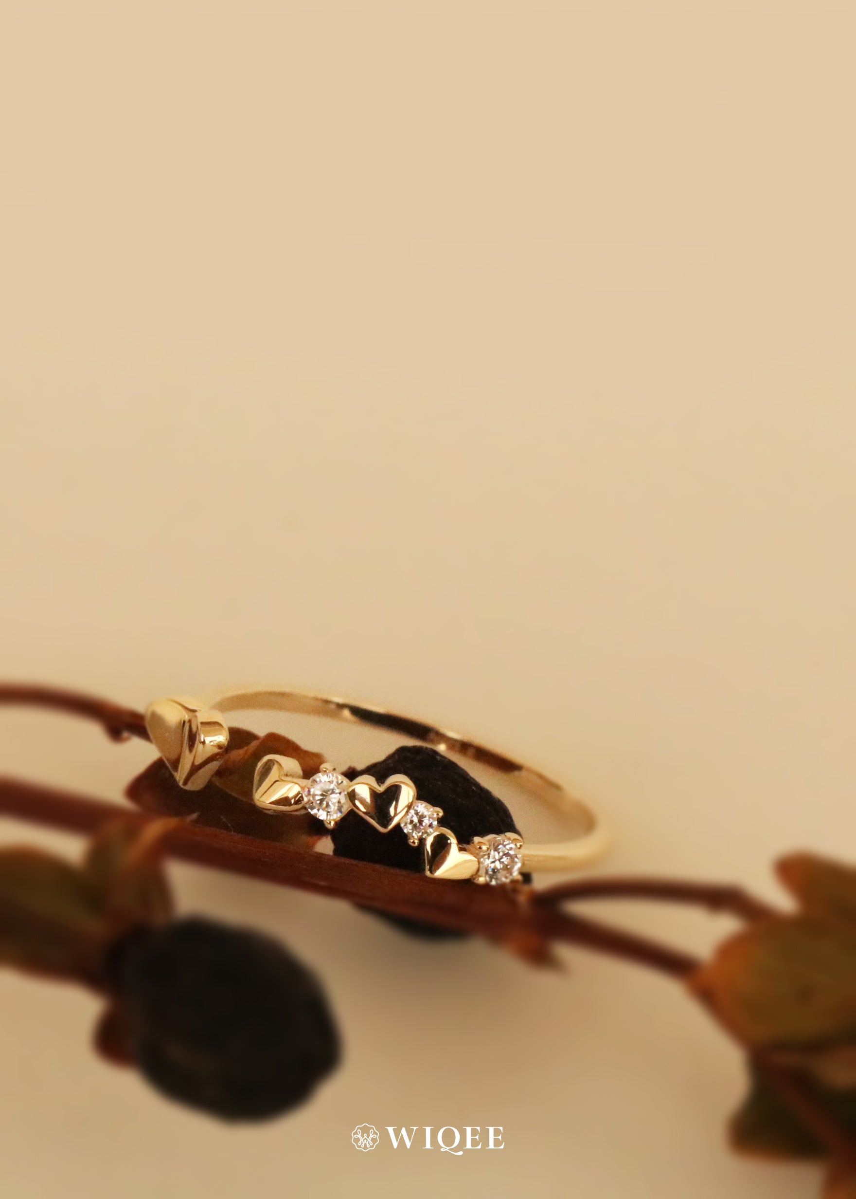 Heart Gold Ring in 9k Solid Gold ,Adjustable Rings