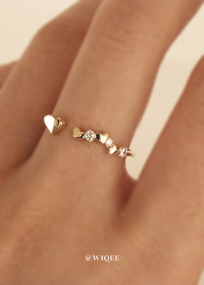 Heart Gold Ring in 9k Solid Gold ,Adjustable Rings