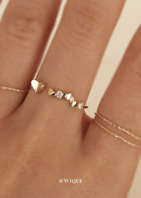 Heart Gold Ring in 9k Solid Gold ,Adjustable Rings